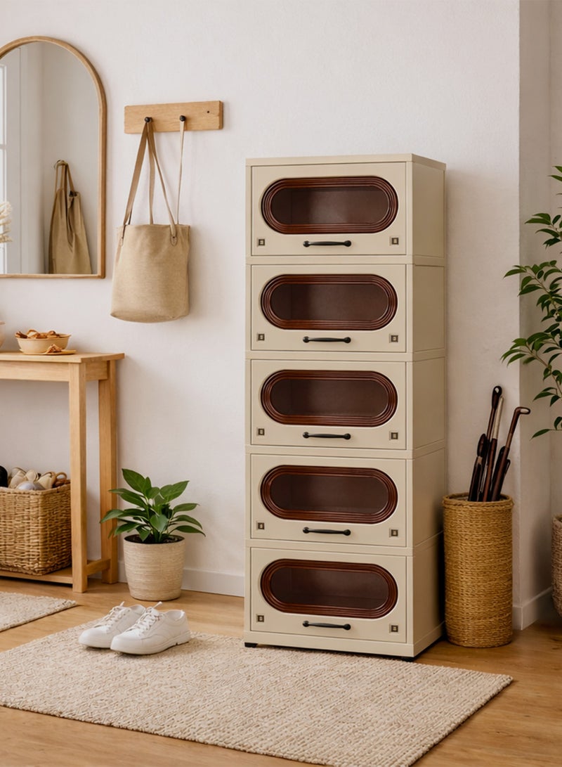 Khorshed Plast Modern 'Super Fantasia' Kitchen Organizer 5-Tier Space-Saving Design with Transparent Doors for Easy Visibility - Image 2